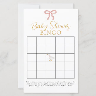 Silly Goose Pink Gingham Baby Shower Bingo