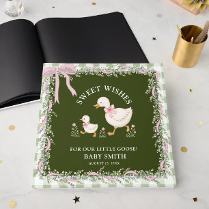 Silly Goose Pink Gingham Baby Shower Guest Book