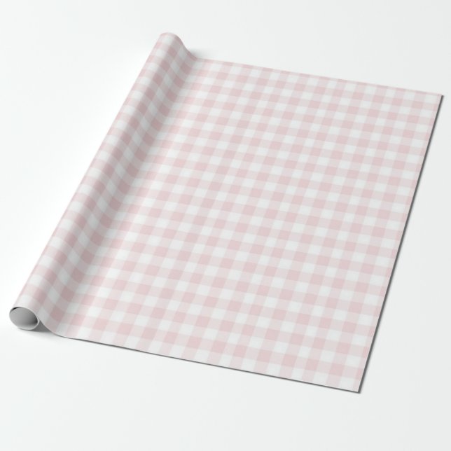 Silly Goose Pink Gingham Birthday Party Wrapping Paper (Unrolled)
