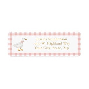 Silly Goose Pink Gingham Cottagecore Return Addres