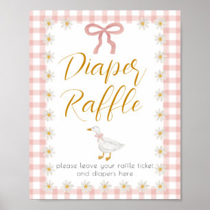 Silly Goose Pink Gingham Diaper Raffle Sign