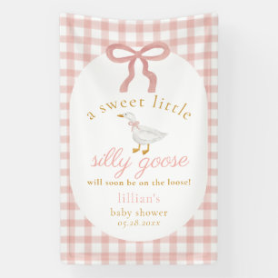 Silly Goose Pink Gingham Girl Baby Shower  Banner