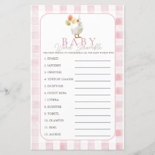 Silly Goose Pink Gingham Girl Baby Word Scramble