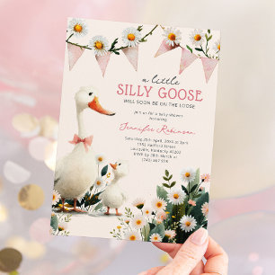 Silly Goose Pink Girl Baby Shower Invitation