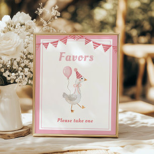 Silly Goose Pink Girl Birthday Favors Poster