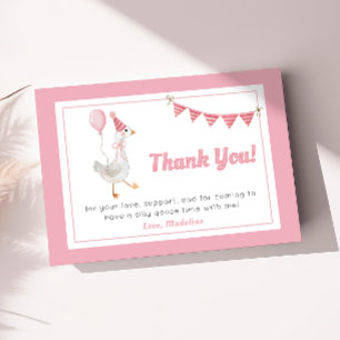 Silly Goose Pink Girl Birthday  Thank You Card
