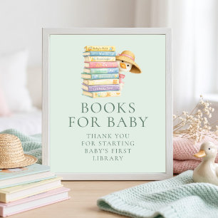 Silly Goose Pink Sage Books for Baby Shower Sign