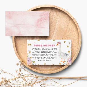 Silly Goose Pink Watercolor Baby Shower Book Enclosure Card