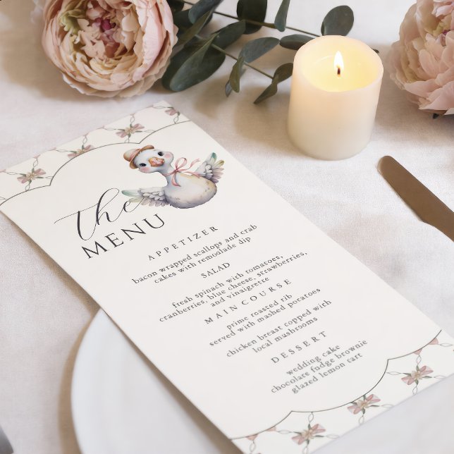  Silly Goose Preppy Bow Baby Shower Menu (Creator Uploaded)