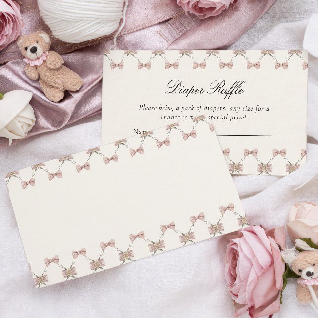 Silly Goose Preppy Bow Diaper Raffle Enclosure Card (Creator Uploaded)