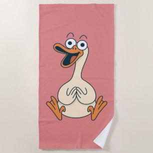 Silly Goose, Quirky, Funny Cartoon Goose Beach Towel