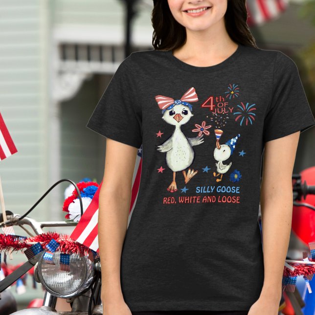 Silly Goose Red, White and Loose July 4th Tri-Blend Shirt ( Silly Goose Red, White and Loose July 4th Tri-Blend Shirt)