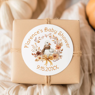Silly Goose Rustic Bow Baby shower Thank you Classic Round Sticker