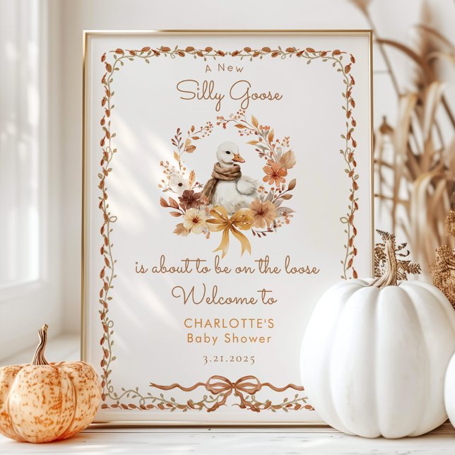 Silly Goose Rustic Fall Baby Shower Welcome Poster (Creator Uploaded)