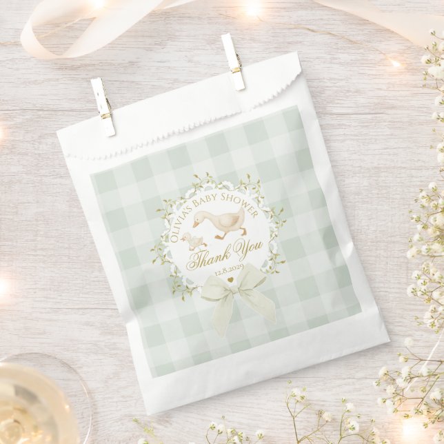 Silly Goose Sage Gender Neutral Thank you Favour Bags (Clipped)