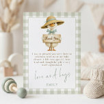 Silly Goose Sage Gingham Baby Shower Thank You Invitation<br><div class="desc">Cute Silly Goose Sage Gingham Baby Shower Thank You. Available digitally and printed. Say thanks after your event with this modern goose design. Love and Hugs is in a stylish set script,  the rest of the words you can easily personalise as required.</div>
