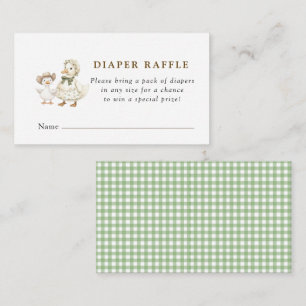 Silly Goose Sage gingham babyshower diaper raffle Enclosure Card