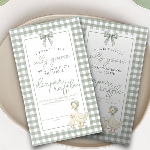 Silly Goose Sage Green Coquette Diaper Raffle Enclosure Card