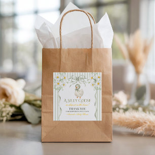 Silly Goose Sage Green Gender Neutral Baby Shower Square Sticker