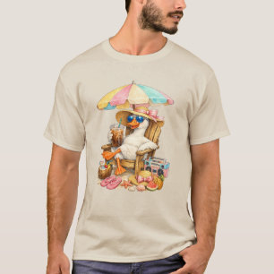 Silly Goose Summer Vacation Iced Coffee Beach Chai T-Shirt
