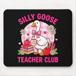Silly Goose Teacher Club Valentine Heart Pink Bow  Mouse Pad