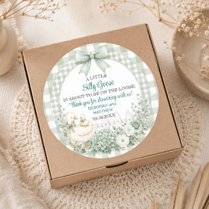 Silly Goose Thank You Cottagecore Baby Shower Classic Round Sticker