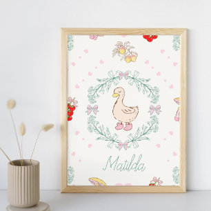 Silly Goose Theme Cute Geese Pink Custom Poster