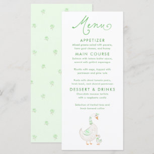 Silly Goose Themed Baby Shower Menu Cards