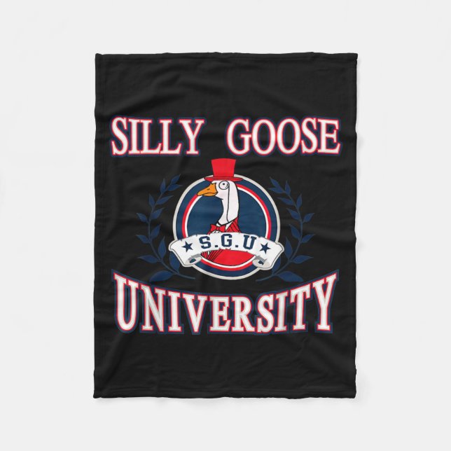 Silly Goose University Funny Meme Fleece Blanket (Front)