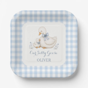 Silly Goose Vintage blue 1st Birthday Paper Plate