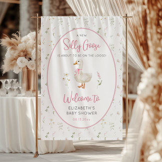 Silly Goose Vintage Wildflower Girl Baby Shower Banner