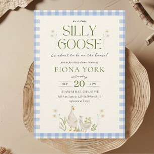 Silly Goose Watercolor Boy Baby Shower Invitation