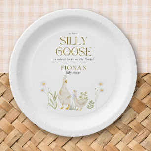 Silly Goose Watercolor Gender Neutral Baby Shower Paper Plate