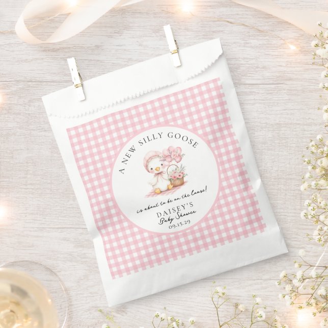 Silly Goose Watercolor Girl Baby Shower Favour Bag (Clipped)