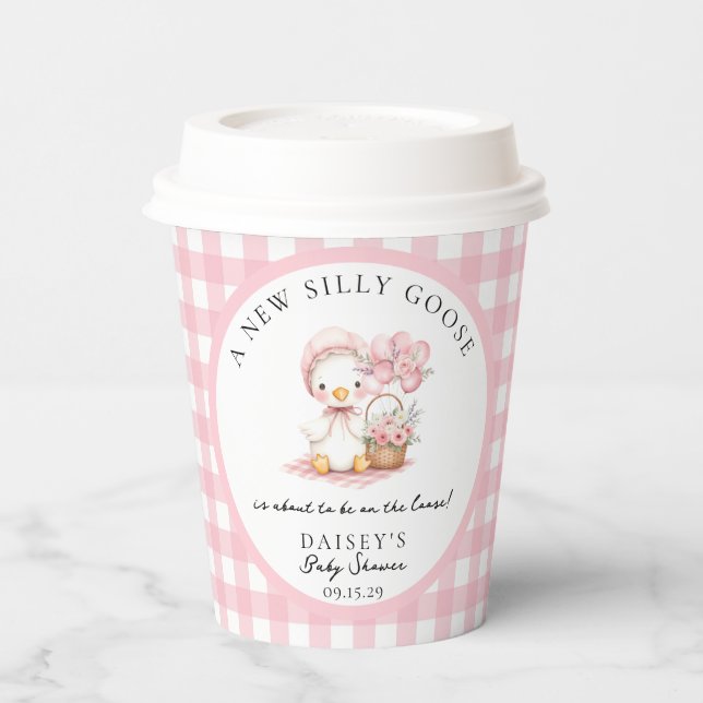 Silly Goose Watercolor Girl Baby Shower  Paper Cups (Left)