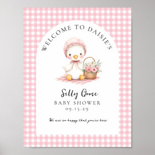 Silly Goose Watercolor Girl Baby Shower Welcome Poster