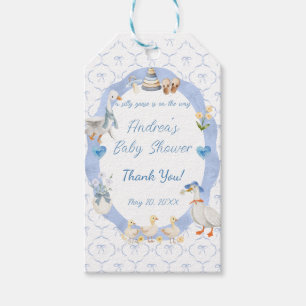 Silly Goose Whimsical Bow Baby Boy Shower Gift Tags