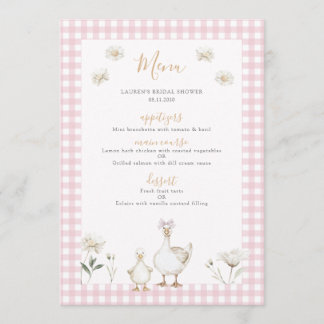 Silly Goose Whimsical Pink Bow Baby Girl Shower Menu
