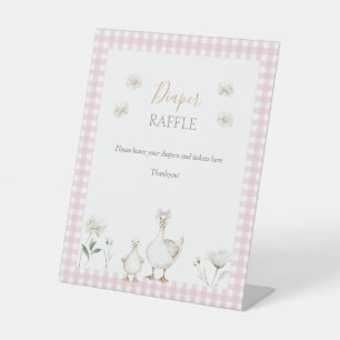 Silly Goose Whimsical Pink Diaper Raffle Shower Pedestal Sign