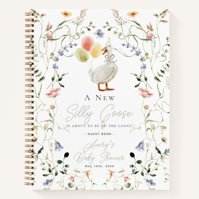 Silly Goose Wildflower Baby Shower Guest Book (Front)