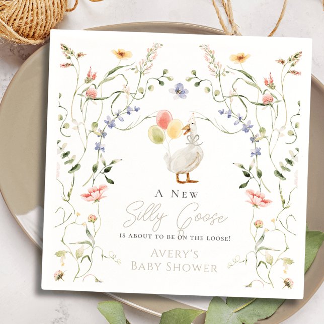 Silly Goose Wildflower Floral Baby Shower Napkin (Creator Uploaded)
