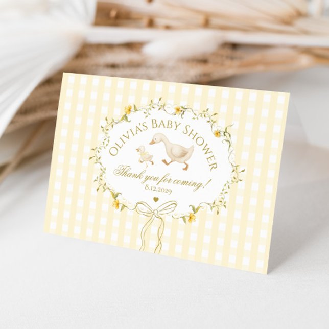 Silly Goose Wildflower Gingham Baby Shower Thank You Card (Creator Uploaded)