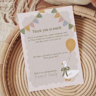 Silly Goose with Balloon Yellow Gingham Birthday Thank You Card
