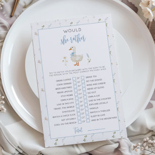 Silly Goose Would she rather Baby shower game