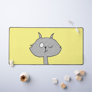 Silly Gray Cat Desk Mat