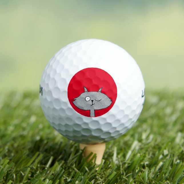 Silly Gray Cat Golf Balls (Insitu Tee)