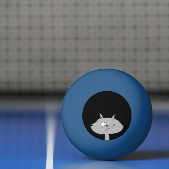 Silly Grey Cat Ping Pong Ball (Net)