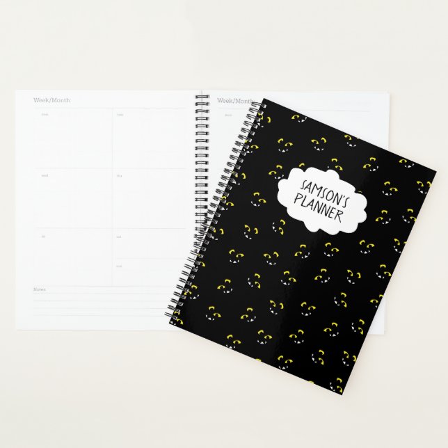 Silly Halloween monster face - black/green Planner (Display)