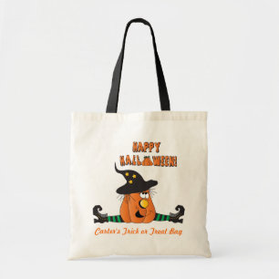 Silly Halloween Witch Pumpkin Trick or Treat Bag
