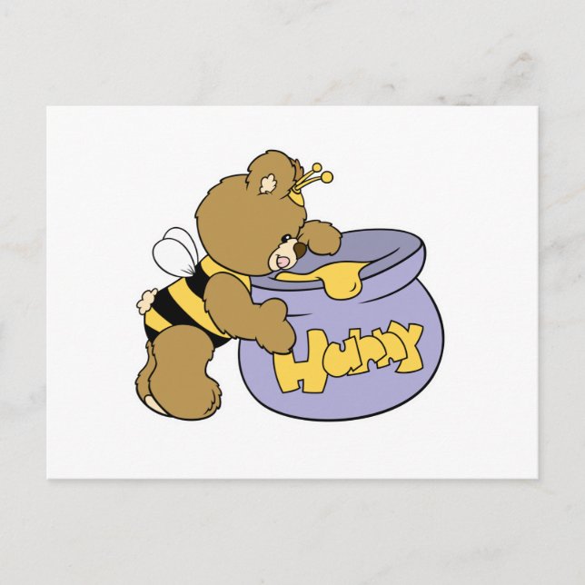 Silly Honey Bee Bear Postcard (Front)